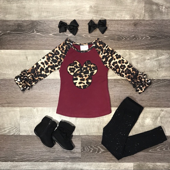 Other - Minnie Mouse Maroon & cheetah boutique top